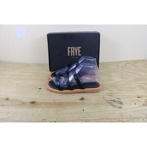 New Frye Sandals Womens 8.5M Black Leather Faye Studded Slide Slip On